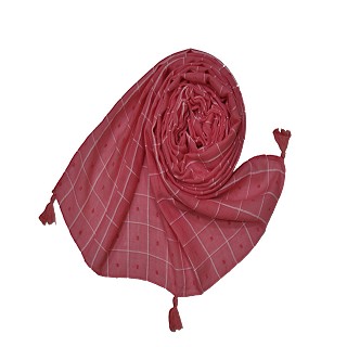 Box Checkered Designer Hijab With 4 Sided Fringe's On The Border - Orange